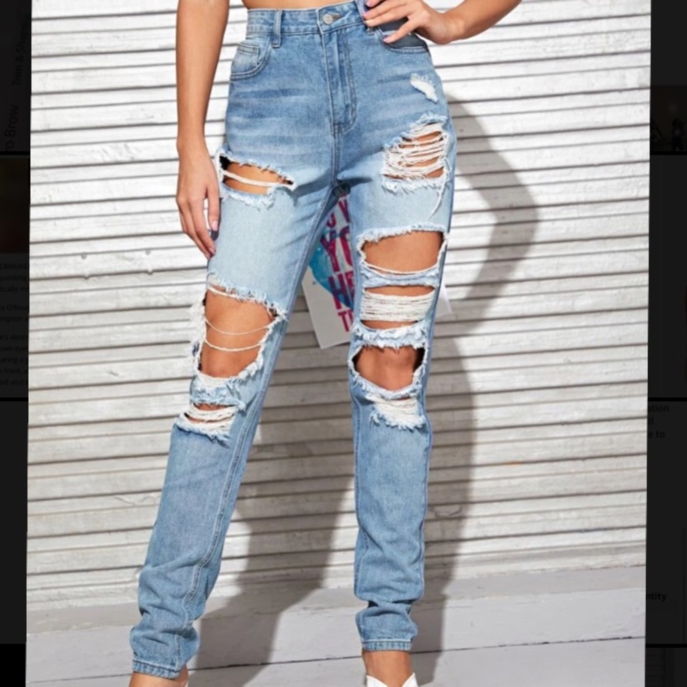 Shein High Waist Ripped Jeans